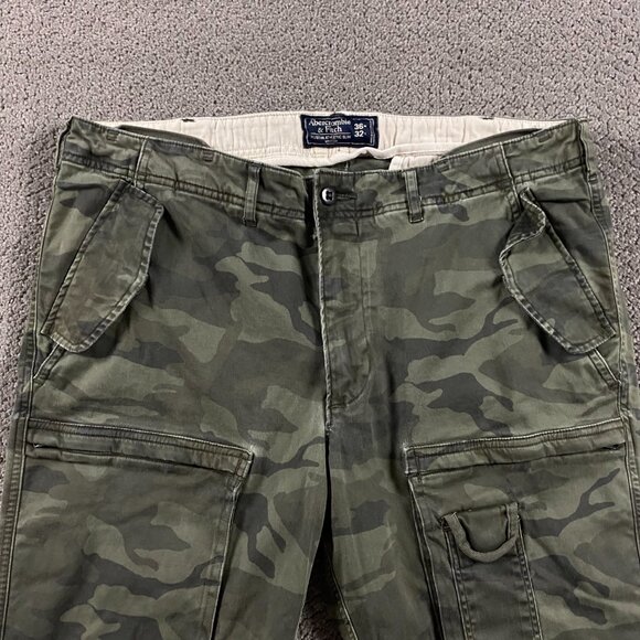 Abercrombie & Fitch Camo Cargo Pants Men's 36 x 32 Rustin Athletic Slim Military - Picture 8 of 14